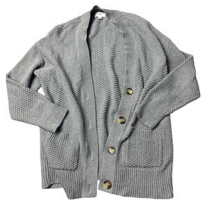 Aerie Gray Button Front Textured Knit Cardigan Sweater Women’s XS Cozy